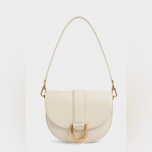 Charles & Keith Gabine Saddle Bag (medium/ cream)